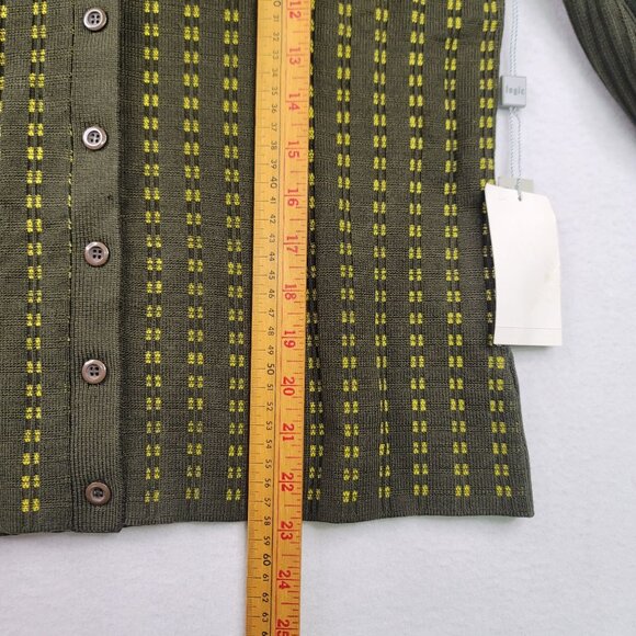 August Silk Logic Cardigan Sweater Size Medium Rib Knit Green Y2K Deadstock - Picture 9 of 10